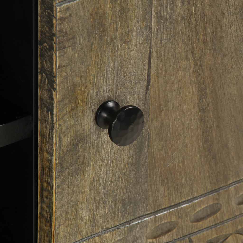 Meuble TV gris clair 105x33,5x46 cm bois massif de manguier - XIOS