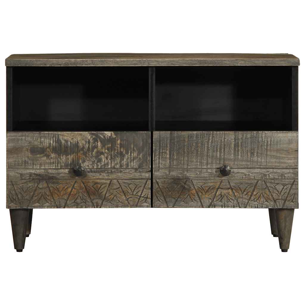 Meuble TV gris clair 70x33,5x46 cm bois massif de manguier - XIOS