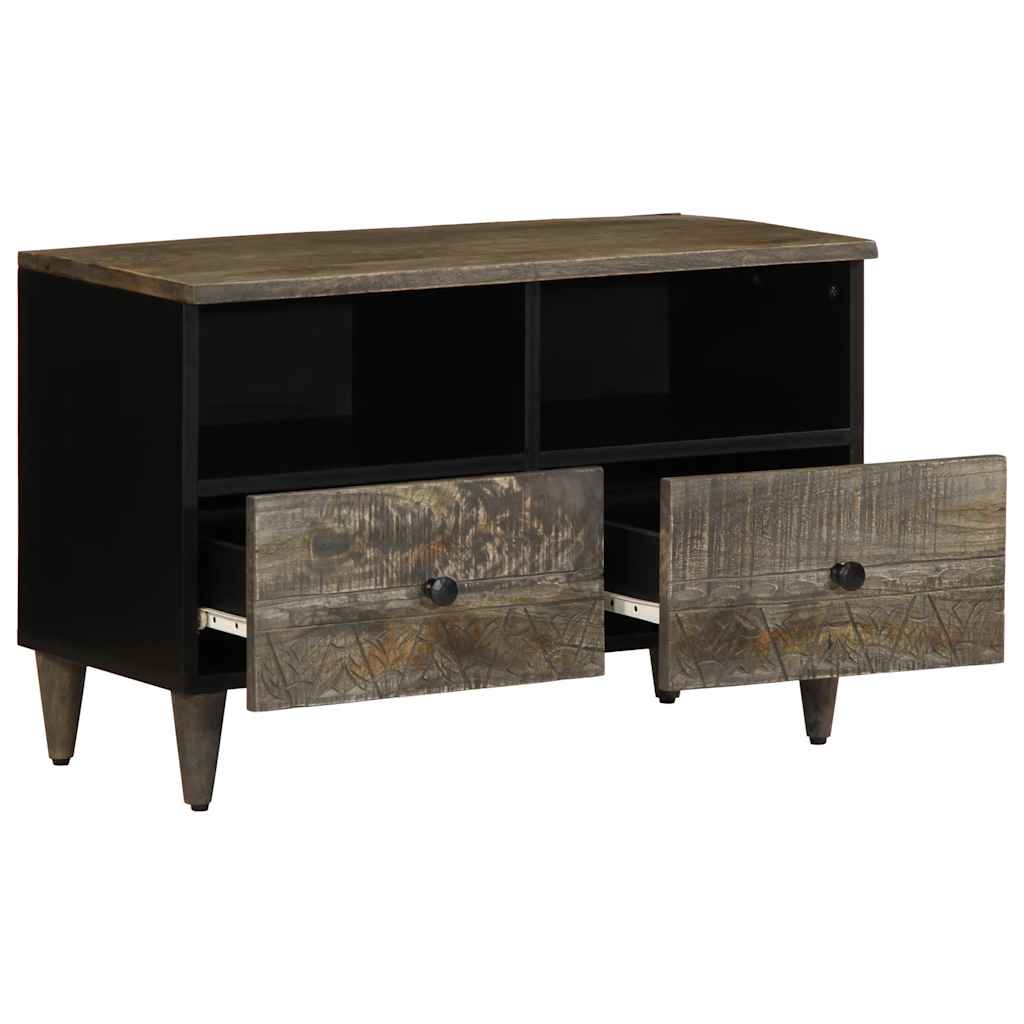 Meuble TV gris clair 70x33,5x46 cm bois massif de manguier - XIOS