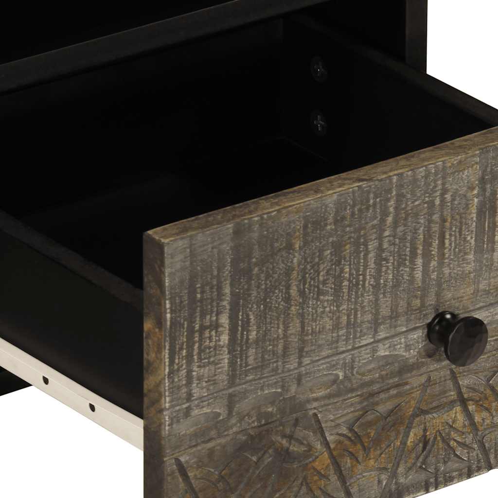 Meuble TV gris clair 70x33,5x46 cm bois massif de manguier - XIOS