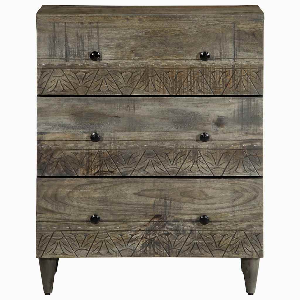 Buffet gris clair 60x33,5x75 cm bois de manguier massif - XIOS