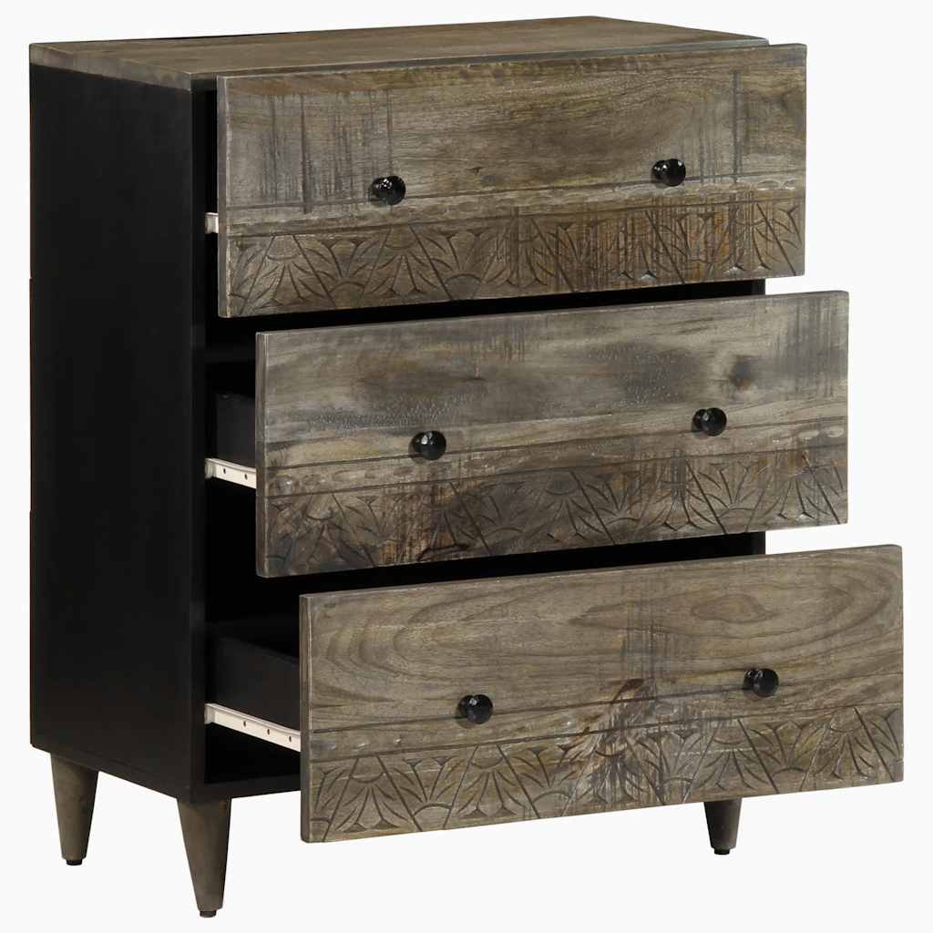 Buffet gris clair 60x33,5x75 cm bois de manguier massif - XIOS