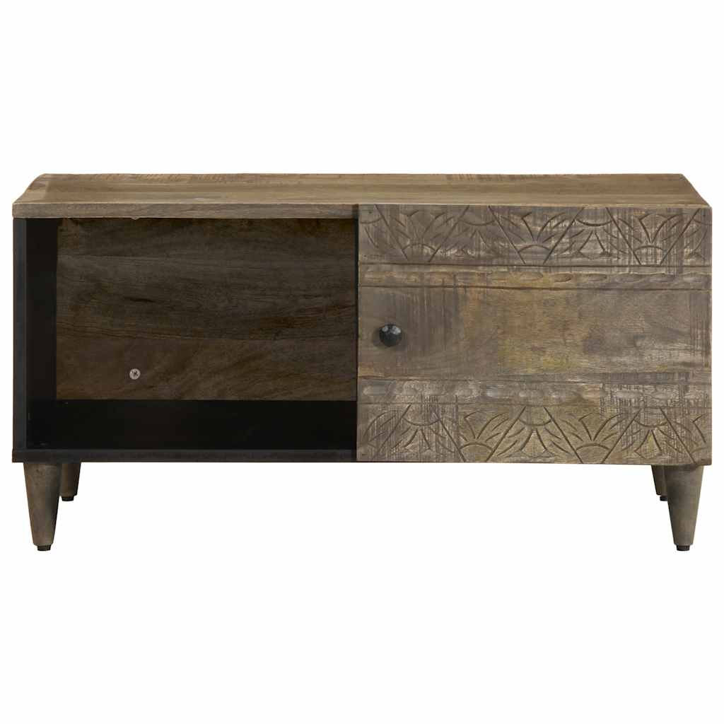 Table basse gris clair 80x50x40 cm bois de manguier massif - XIOS