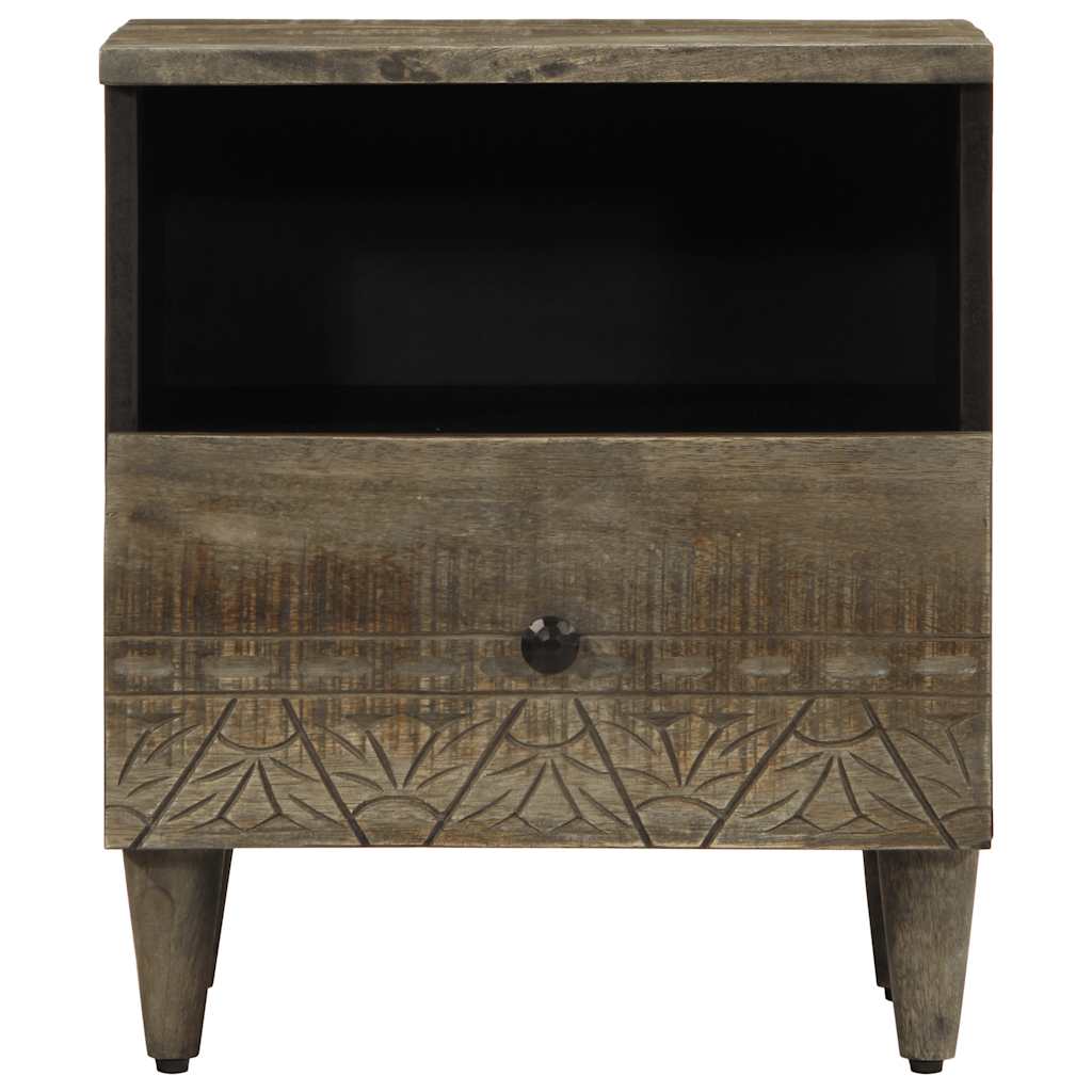 Table de chevet gris clair 40x33x46 cm bois de manguier solide - XIOS