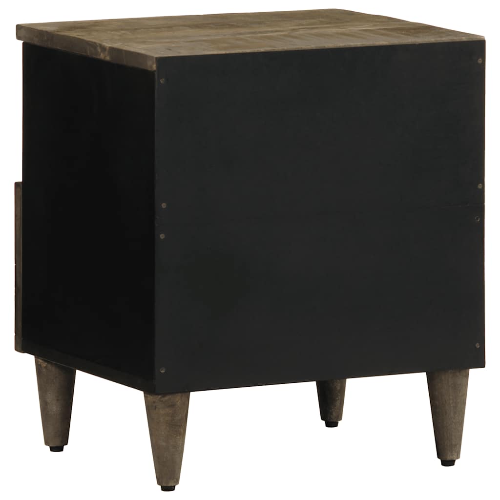 Table de chevet gris clair 40x33x46 cm bois de manguier solide - XIOS