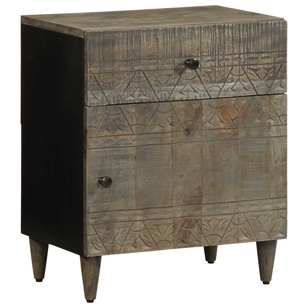 Table de chevet gris clair 50x33x60 cm bois de manguier massif - XIOS