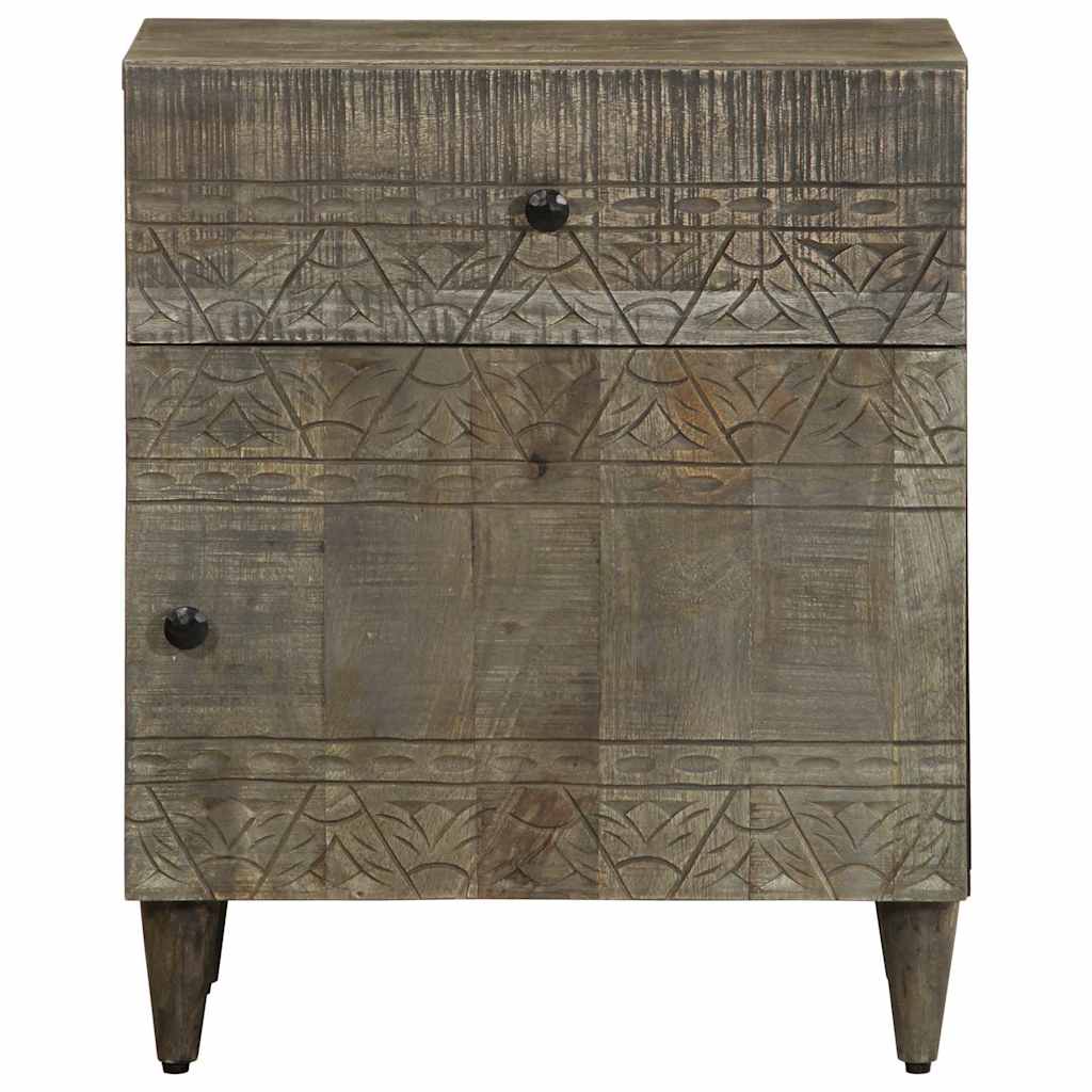Table de chevet gris clair 50x33x60 cm bois de manguier massif - XIOS