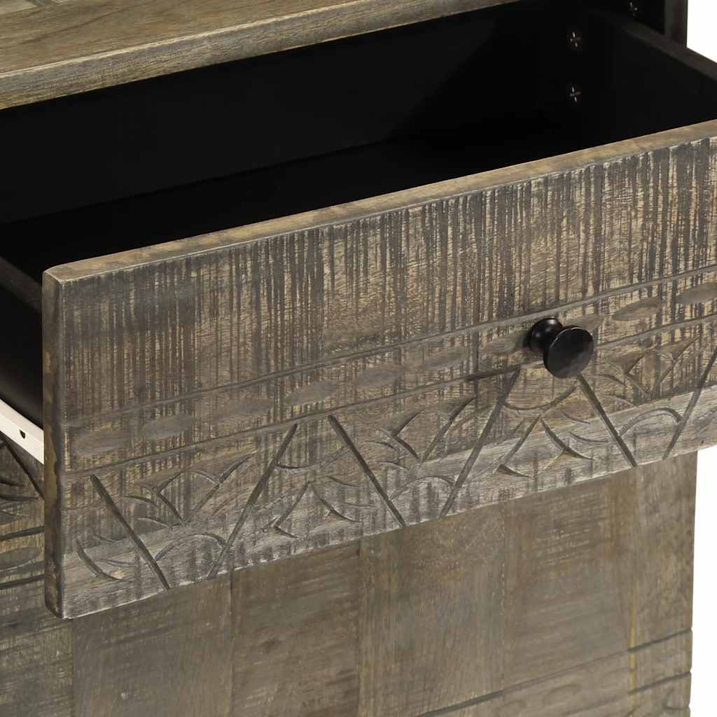 Table de chevet gris clair 50x33x60 cm bois de manguier massif - XIOS