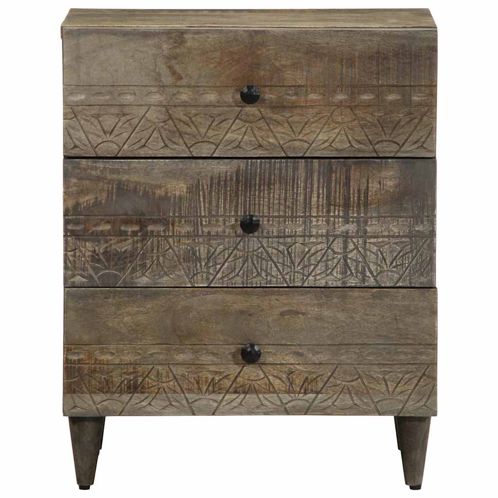 Table de chevet gris clair 50x33x60 cm bois de manguier massif - XIOS