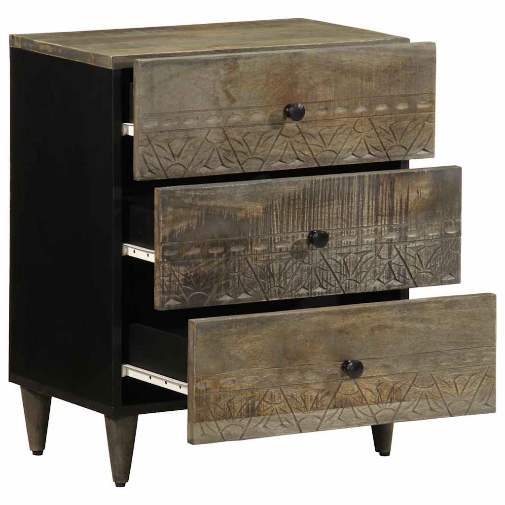 Table de chevet gris clair 50x33x60 cm bois de manguier massif - XIOS