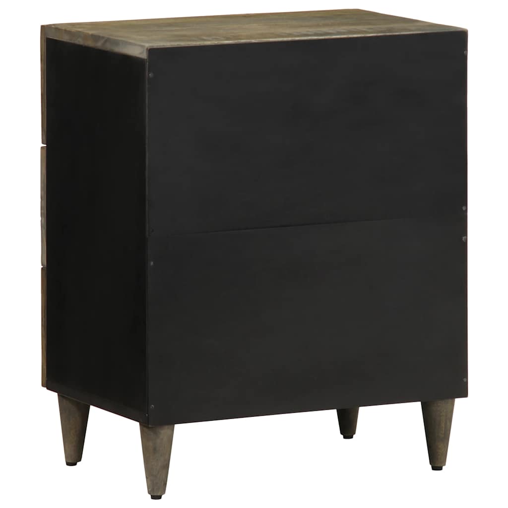 Table de chevet gris clair 50x33x60 cm bois de manguier massif - XIOS