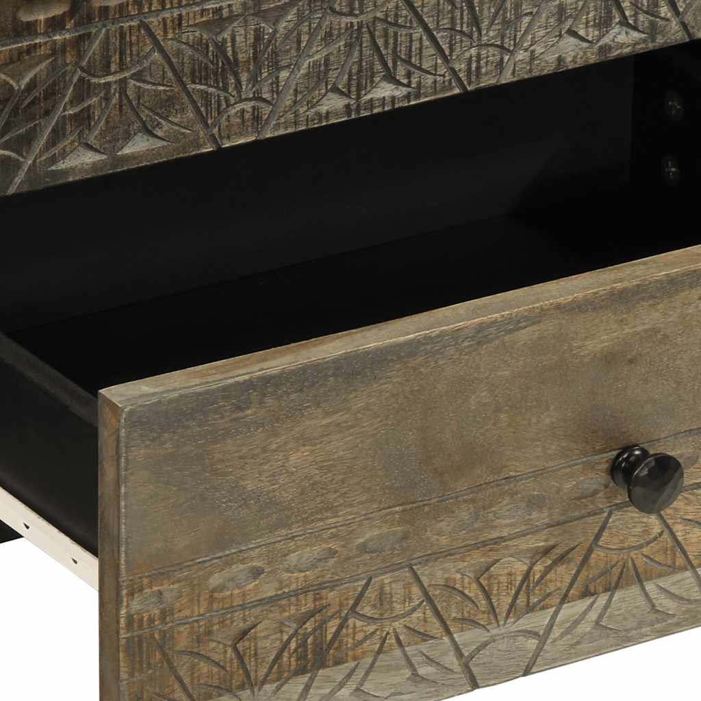 Table de chevet gris clair 50x33x60 cm bois de manguier massif - XIOS