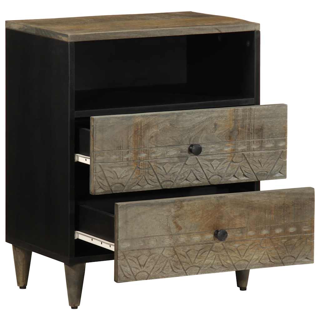 Table de chevet gris clair 50x33x60 cm bois de manguier massif - XIOS