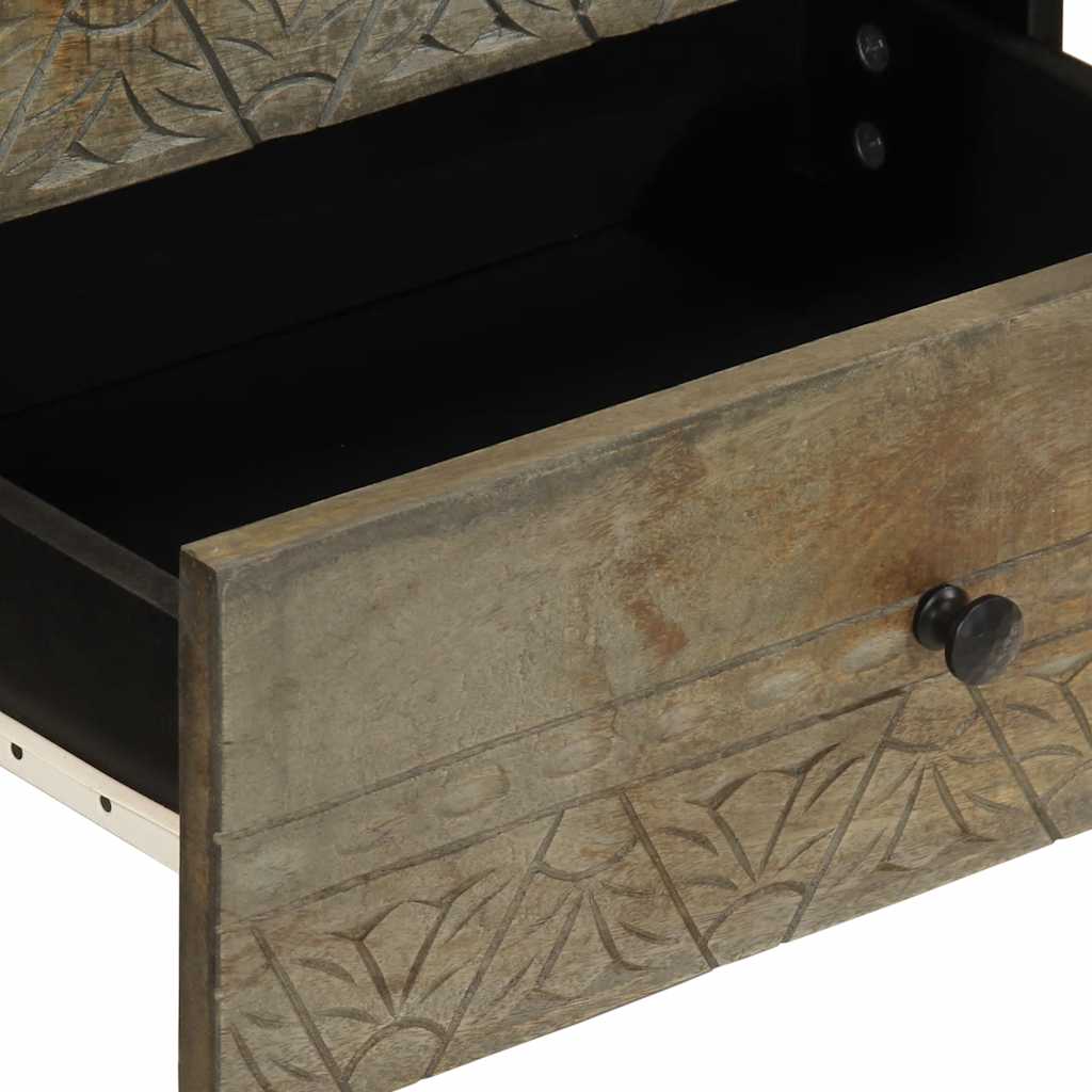 Table de chevet gris clair 50x33x60 cm bois de manguier massif - XIOS