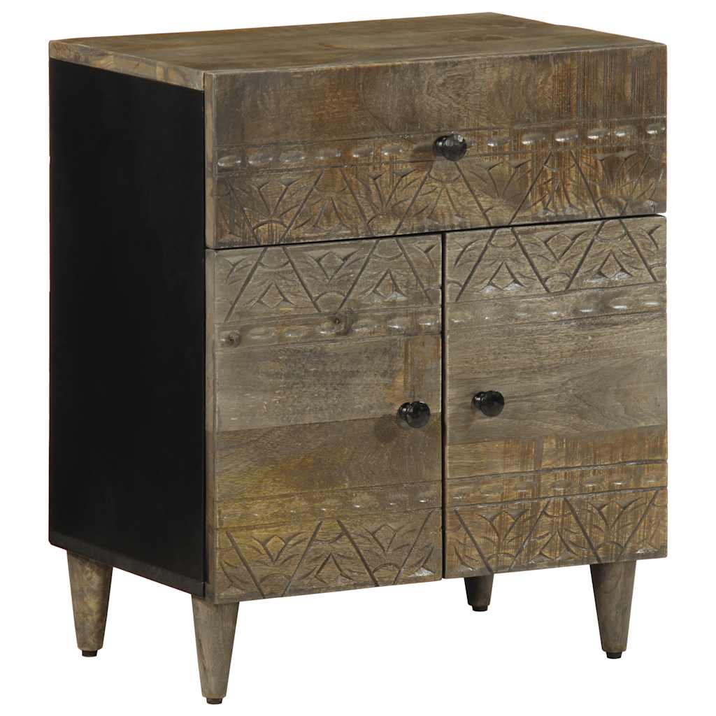 Table de chevet gris clair 50x33x60 cm bois de manguier massif - XIOS