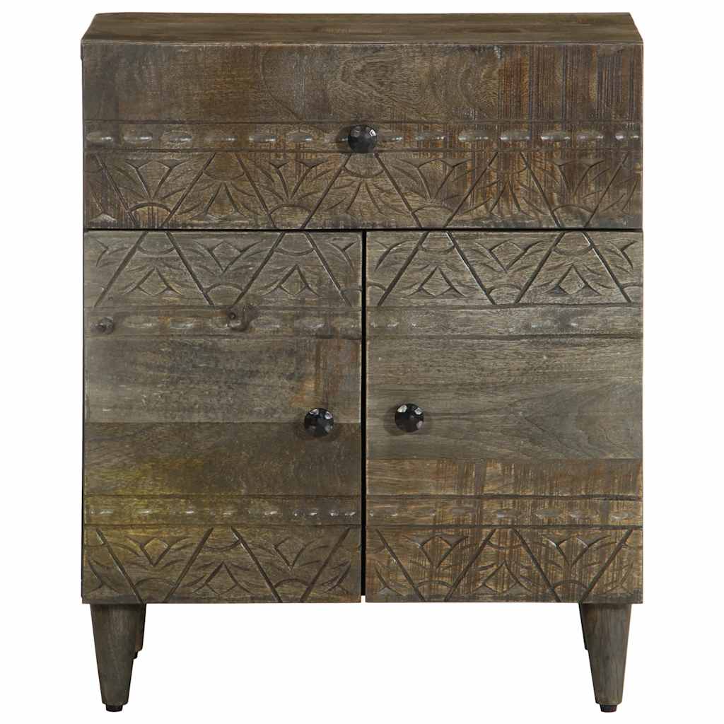 Table de chevet gris clair 50x33x60 cm bois de manguier massif - XIOS