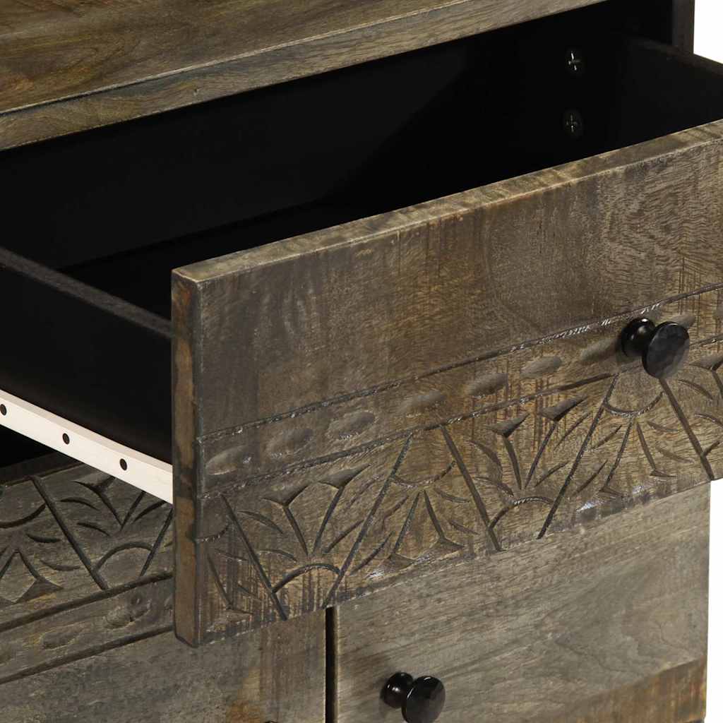 Table de chevet gris clair 50x33x60 cm bois de manguier massif - XIOS