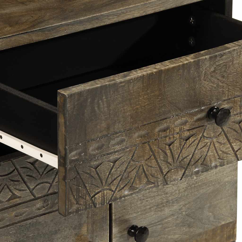 Table de chevet gris clair 50x33x60 cm bois de manguier massif - XIOS
