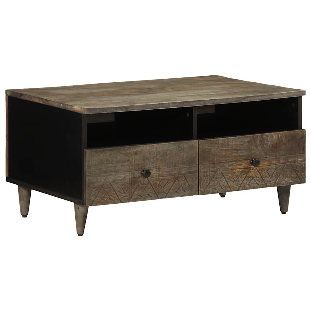 Table basse gris clair 80x54x40 cm bois massif de manguier - XIOS