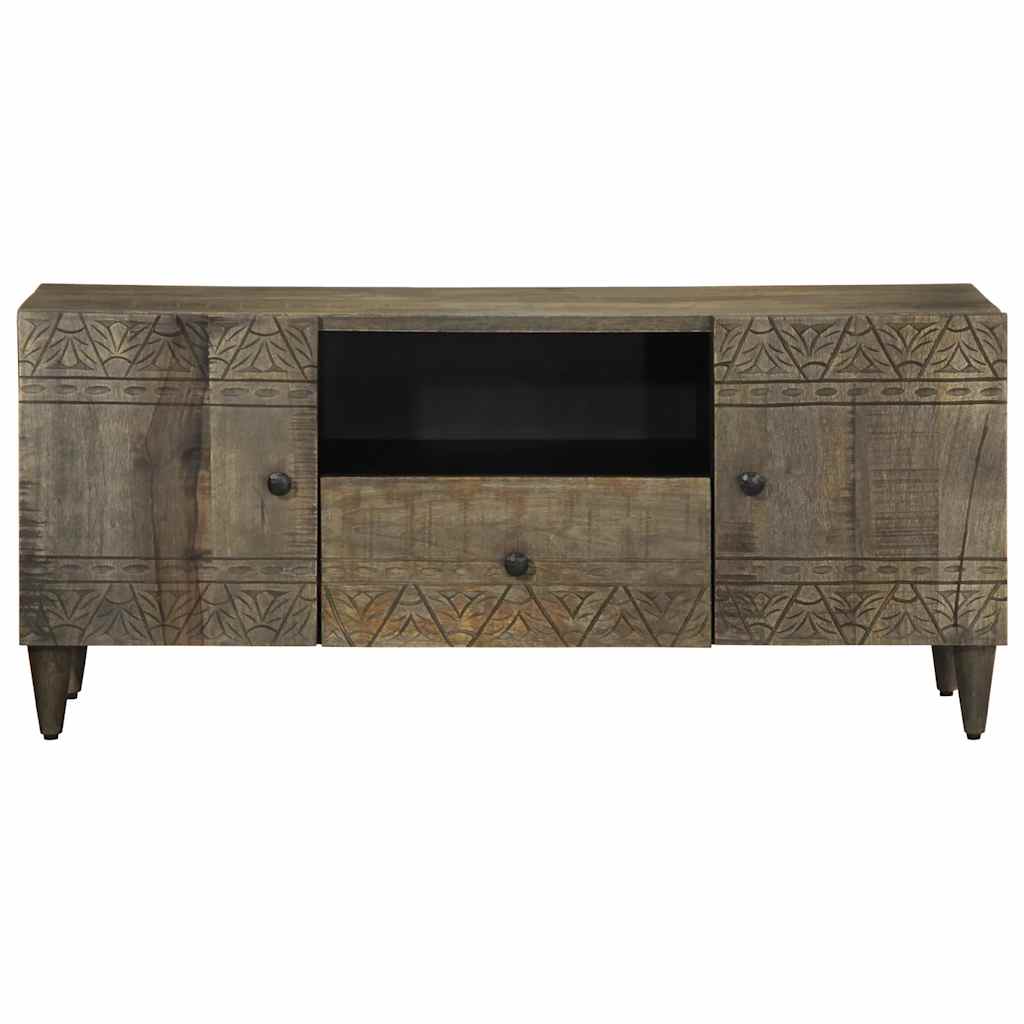 Meuble TV gris clair 105x33,5x46 cm bois massif de manguier - XIOS
