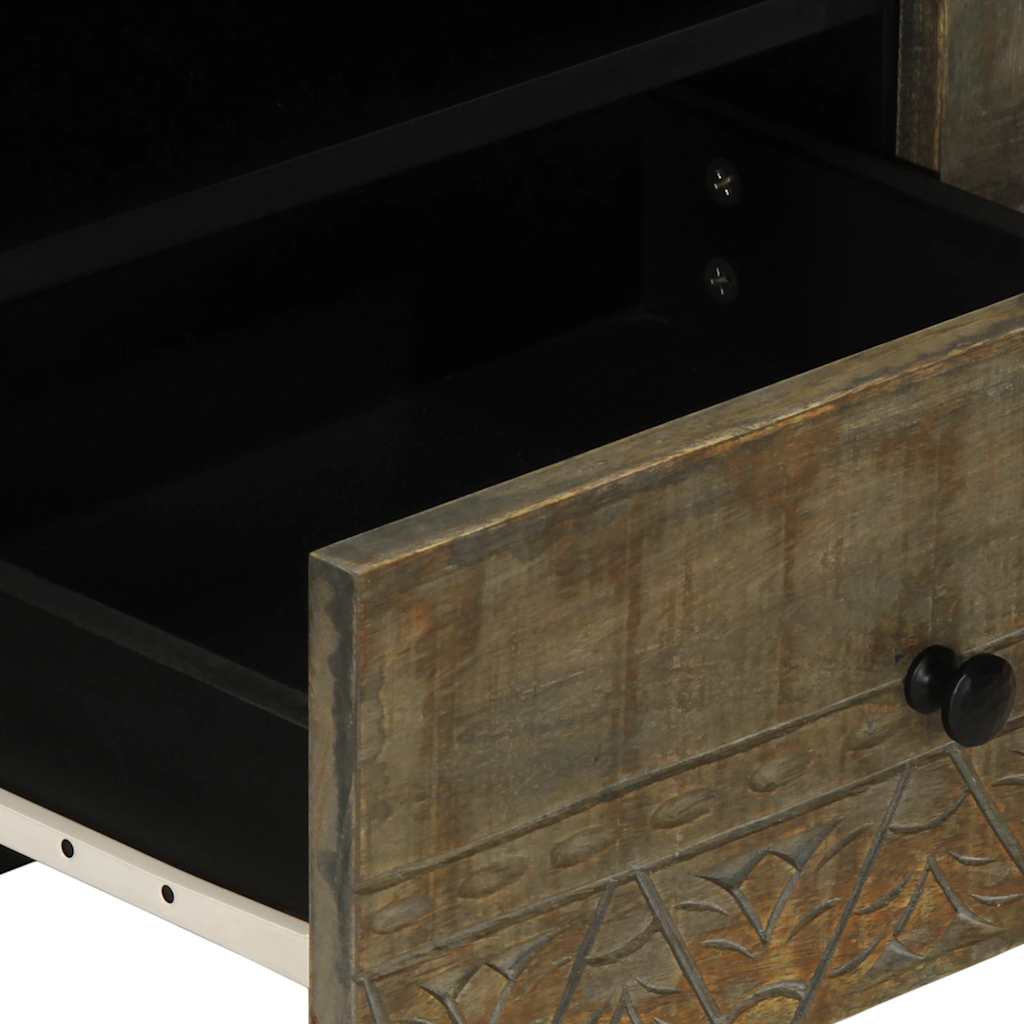 Meuble TV gris clair 105x33,5x46 cm bois massif de manguier - XIOS