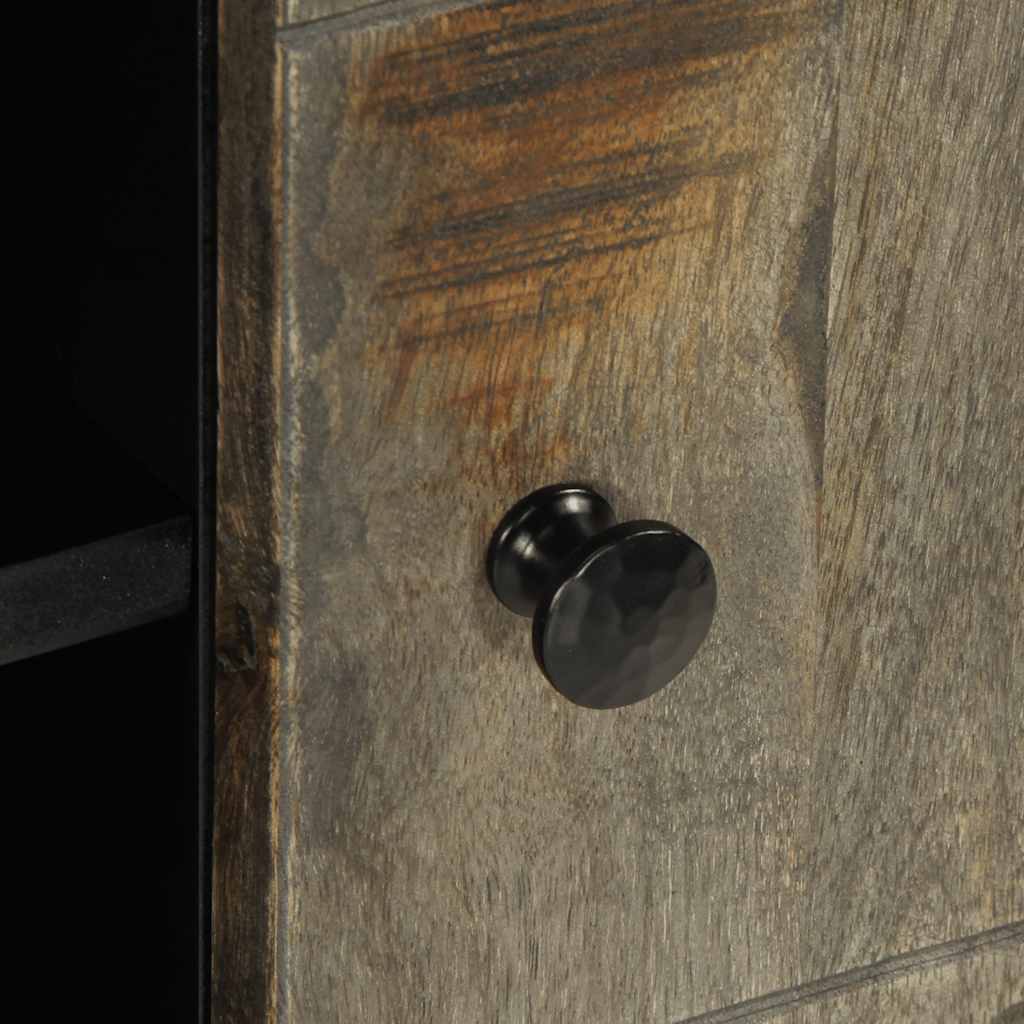 Meuble TV gris clair 80x31,5x46 cm bois massif de manguier - XIOS