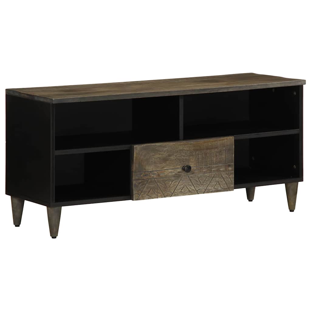 Meuble TV noir 100x33x46 cm bois massif de manguier - XIOS