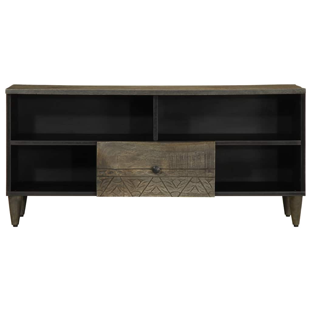 Meuble TV noir 100x33x46 cm bois massif de manguier - XIOS