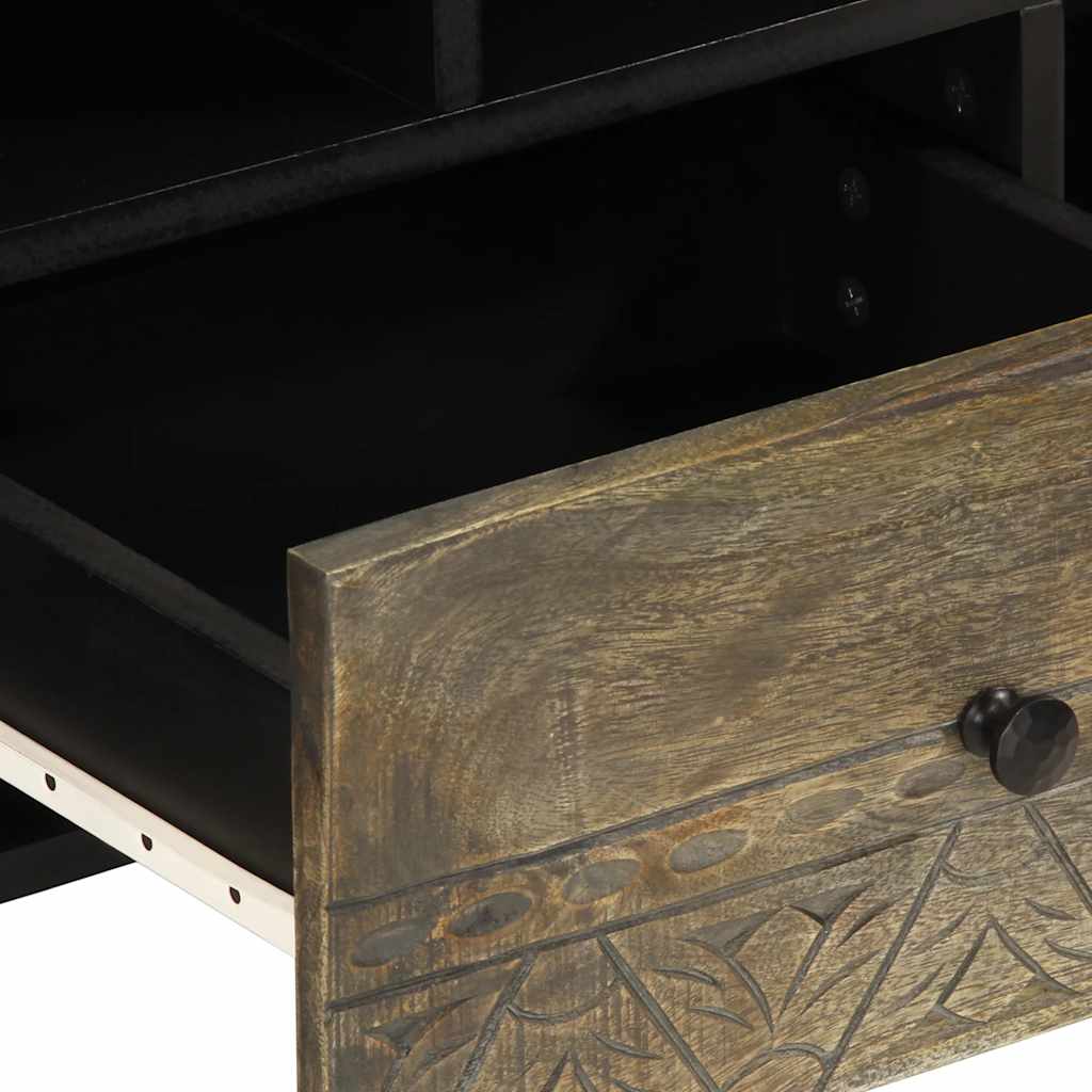 Meuble TV noir 100x33x46 cm bois massif de manguier - XIOS