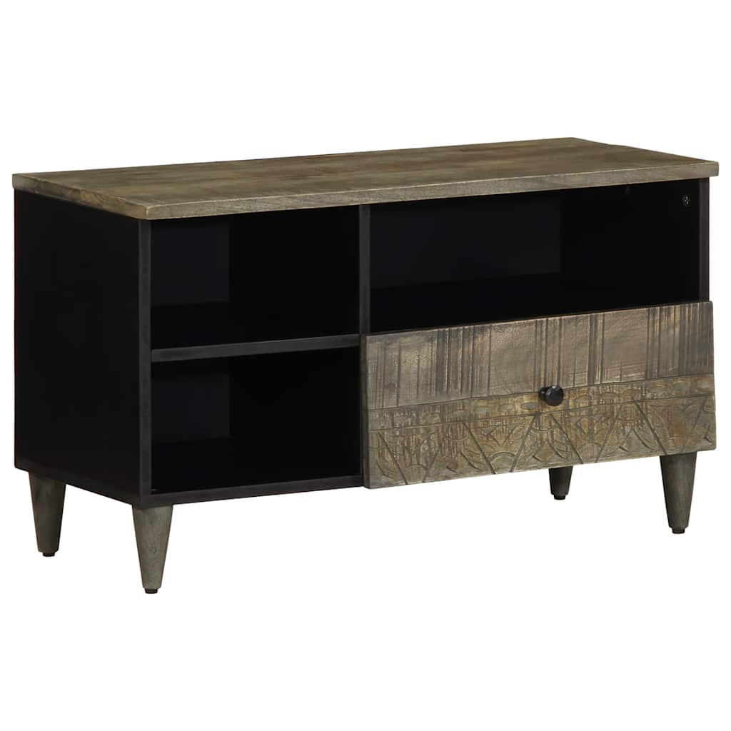 Meuble TV noir 80x33x46 cm bois massif de manguier - XIOS
