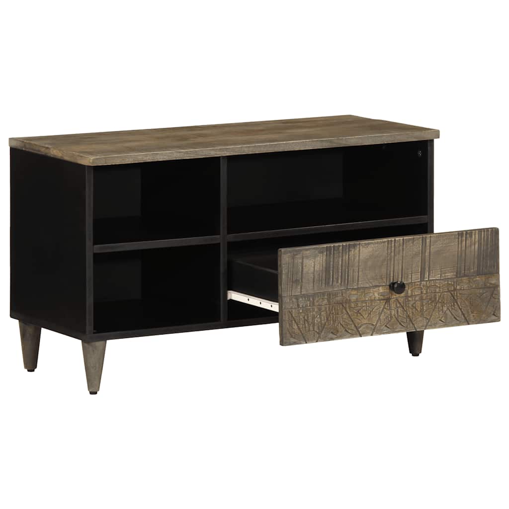Meuble TV noir 80x33x46 cm bois massif de manguier - XIOS