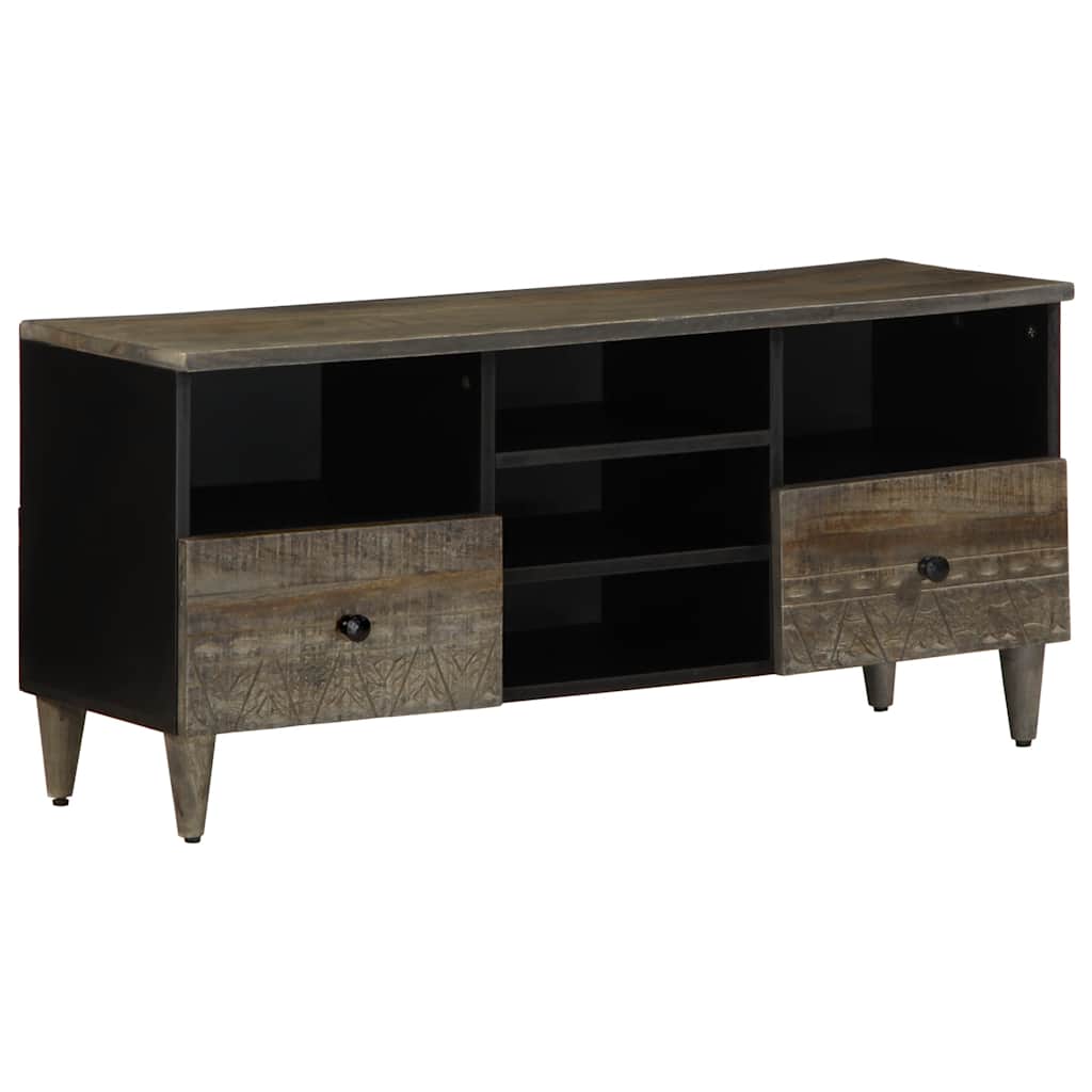 Meuble TV noir 100x33x46 cm bois massif de manguier - XIOS