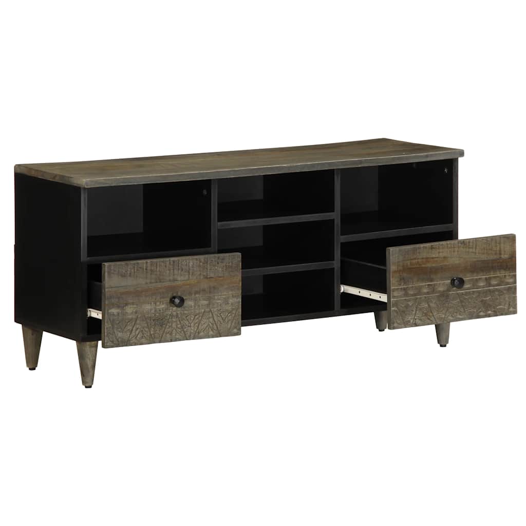 Meuble TV noir 100x33x46 cm bois massif de manguier - XIOS
