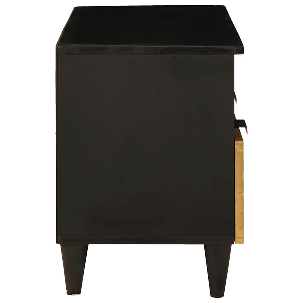 Meuble TV Noir et or 70 x 33 x 46 cm bois de manguier massif - XIOS