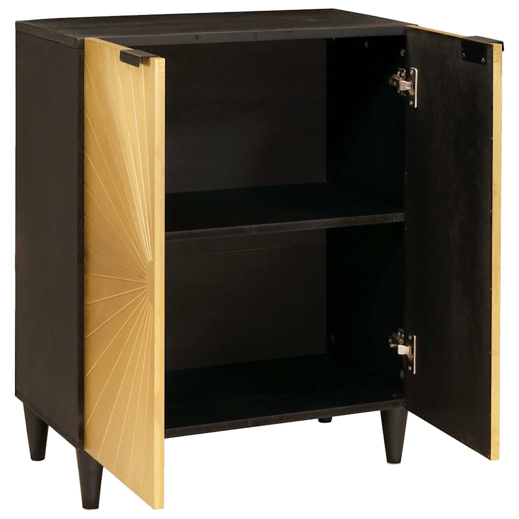 Buffet Noir et or 60 x 33 x 75 cm bois de manguier massif - XIOS