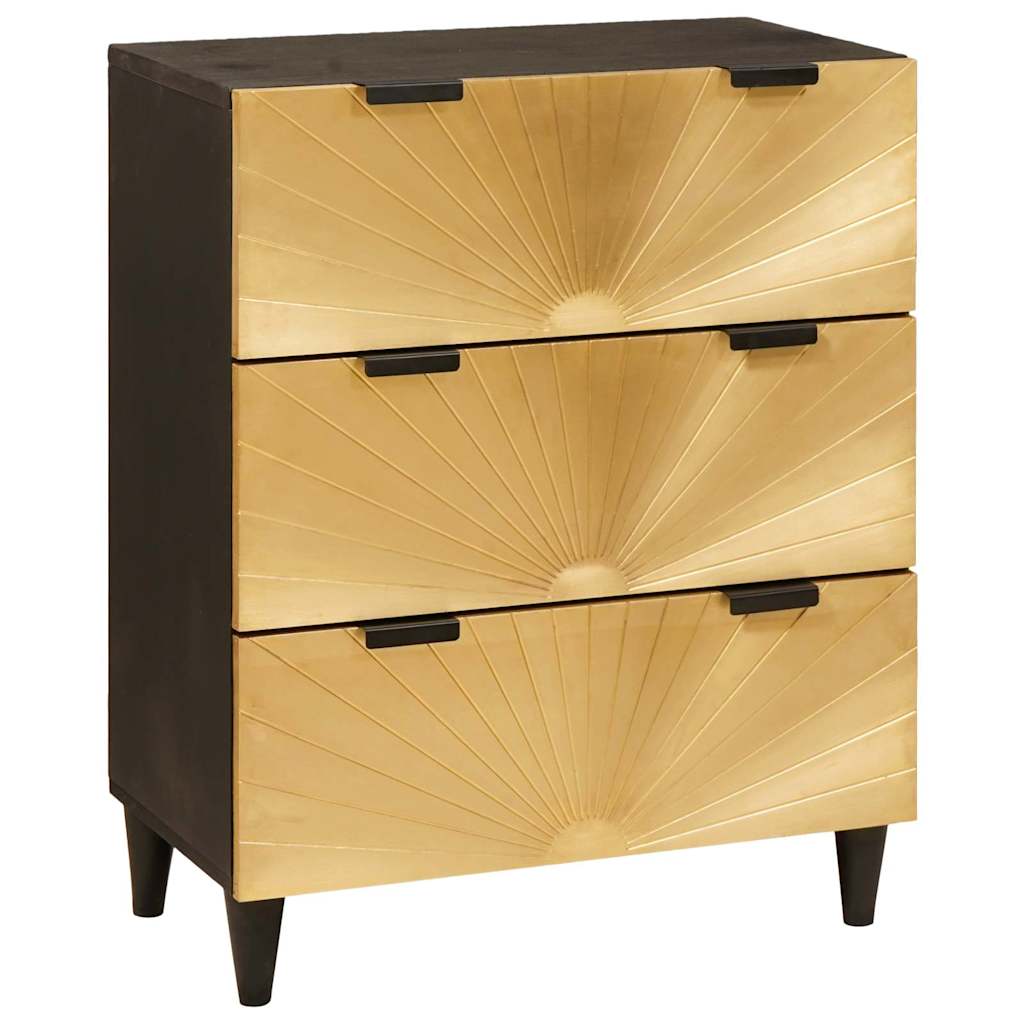 Buffet Noir et or 60 x 33 x 75 cm bois de manguier massif - XIOS