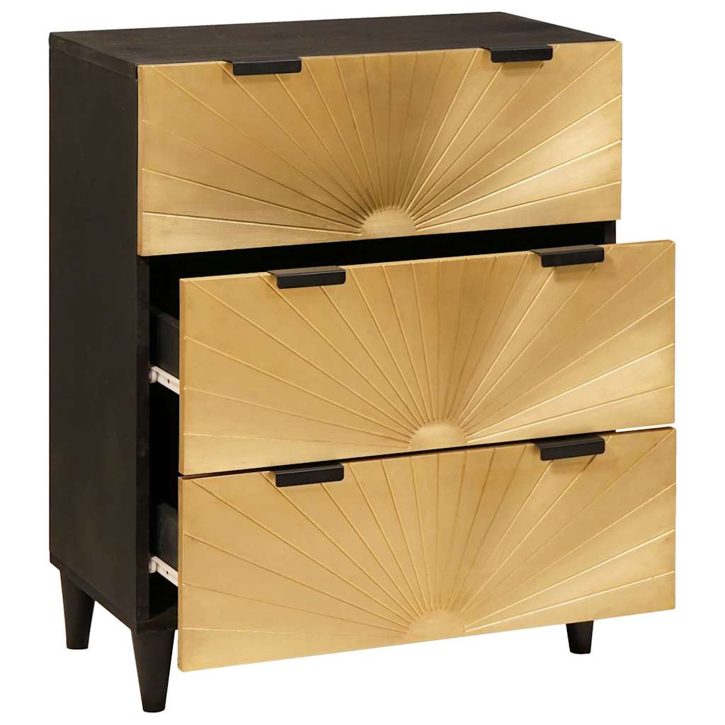 Buffet Noir et or 60 x 33 x 75 cm Bois de mangue massif - XIOS