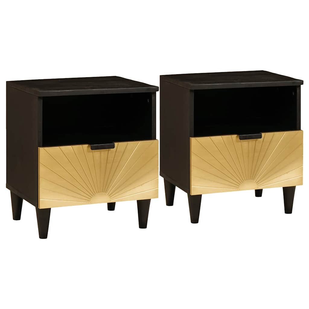 Table de chevet avec tiroir 2 pcs Noir et or 40 x 33 x 46 cm - XIOS