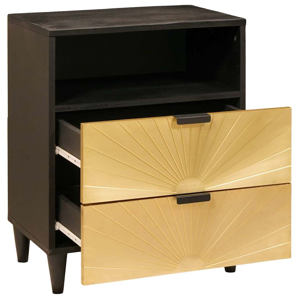 Table de chevet Noir et or 50 x 33 x 62 cm Bois d'ingénierie - XIOS