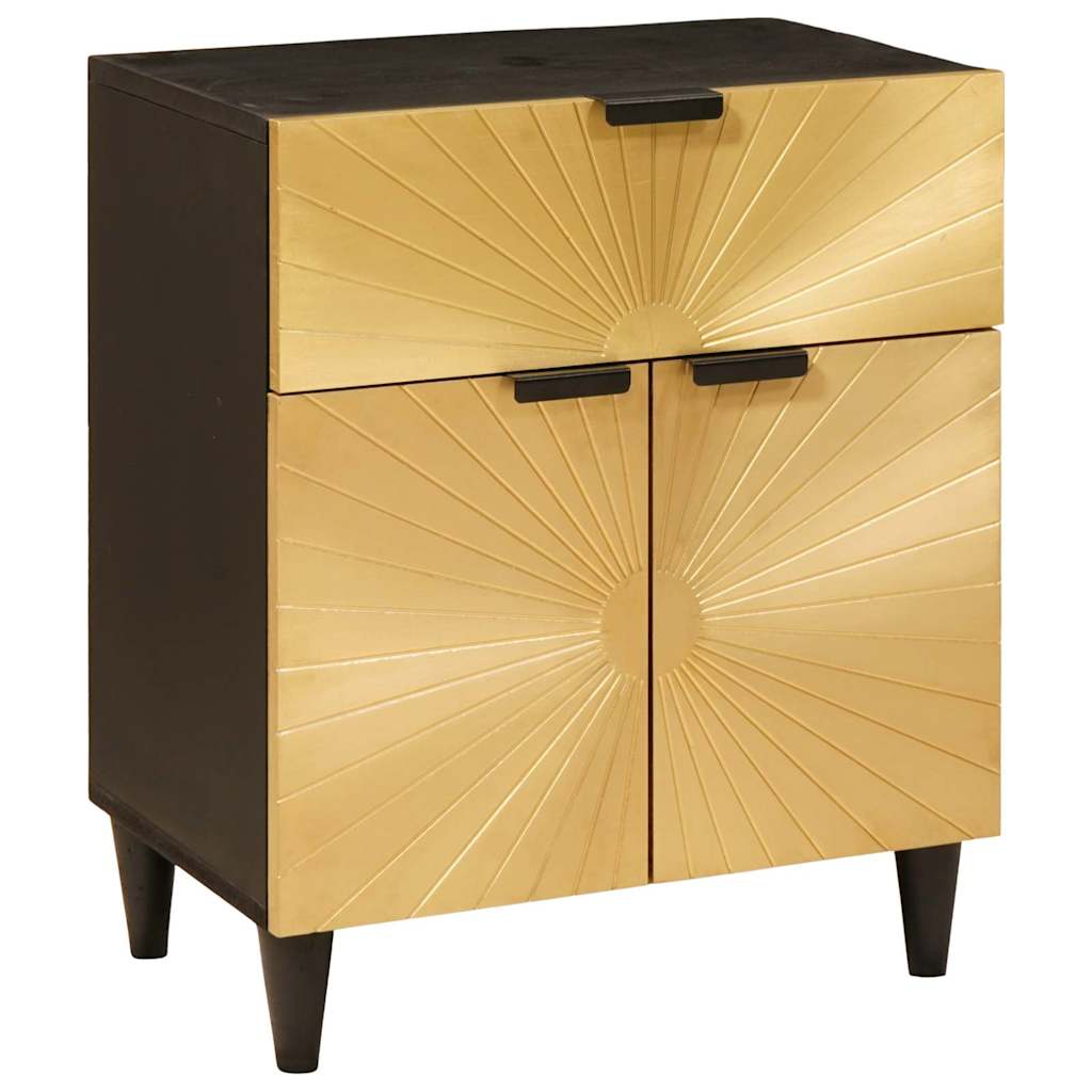 Table de chevet Noir et or 50 x 33 x 60 cm Bois d'ingénierie - XIOS