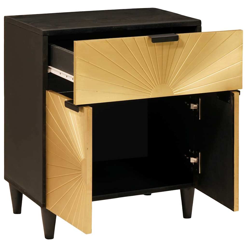 Table de chevet Noir et or 50 x 33 x 60 cm Bois d'ingénierie - XIOS