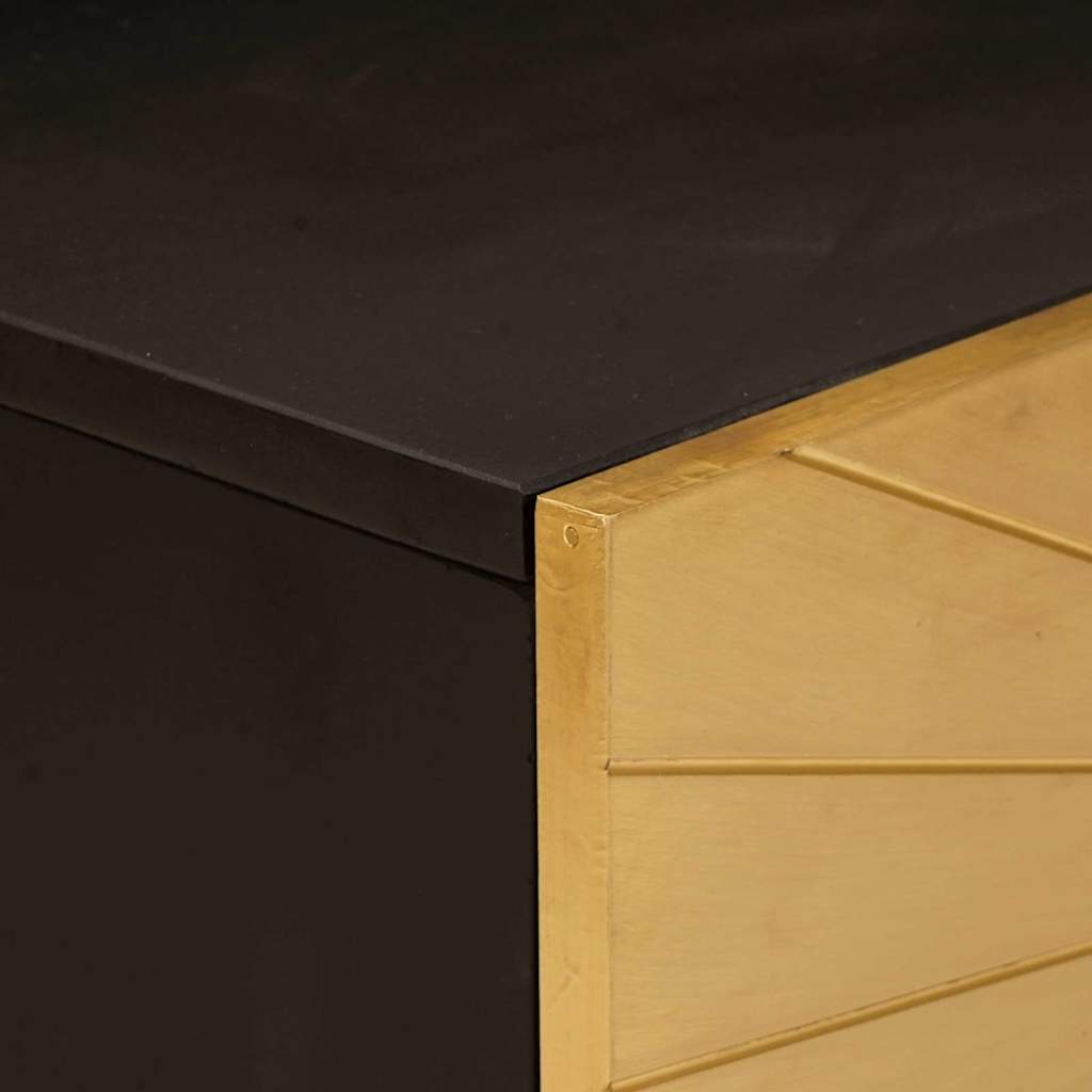 Table basse Noir et or 100 x 54 x 40 cm bois de manguier massif - XIOS