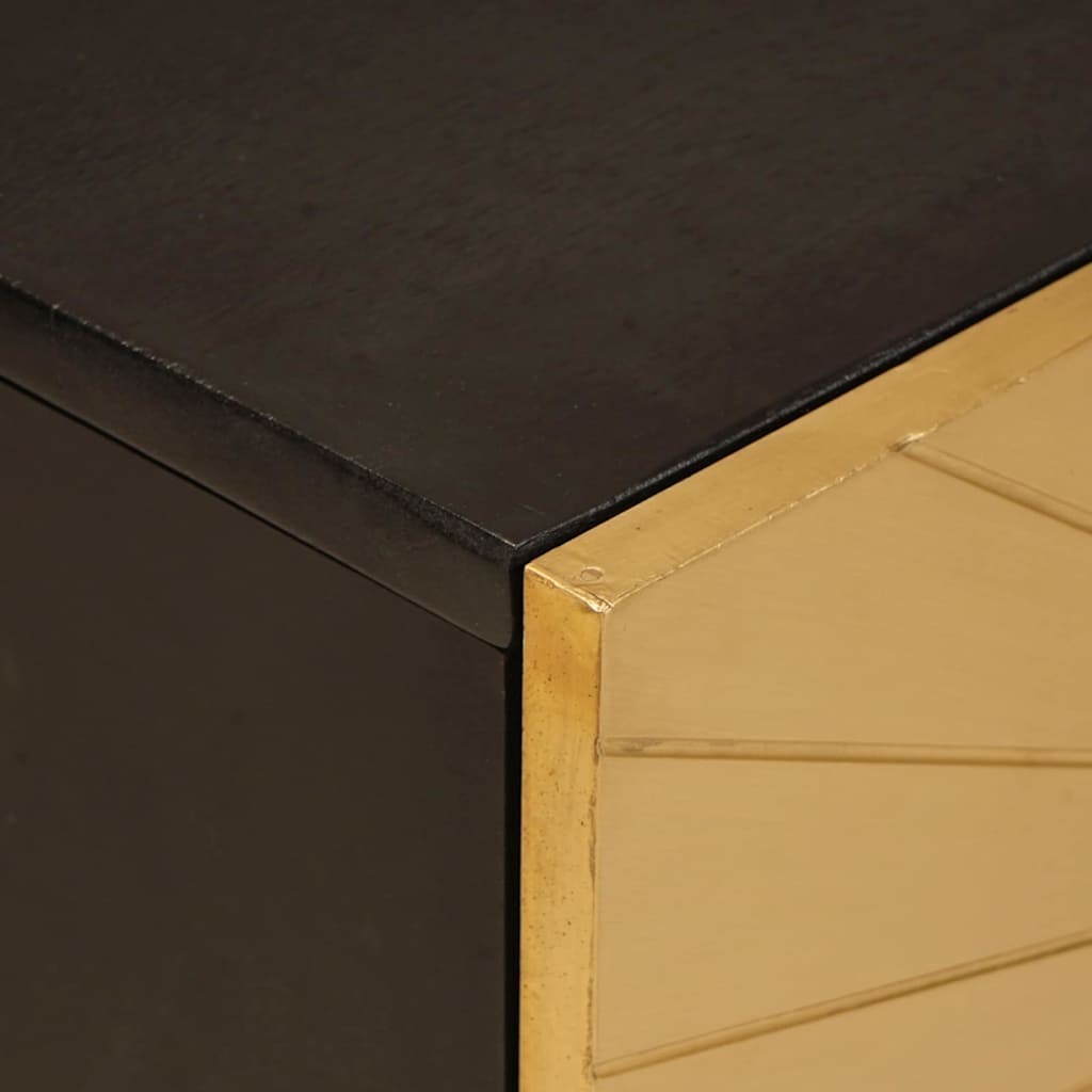 Meuble TV Noir et or 105 x 33 x 46 cm bois de manguier massif - XIOS