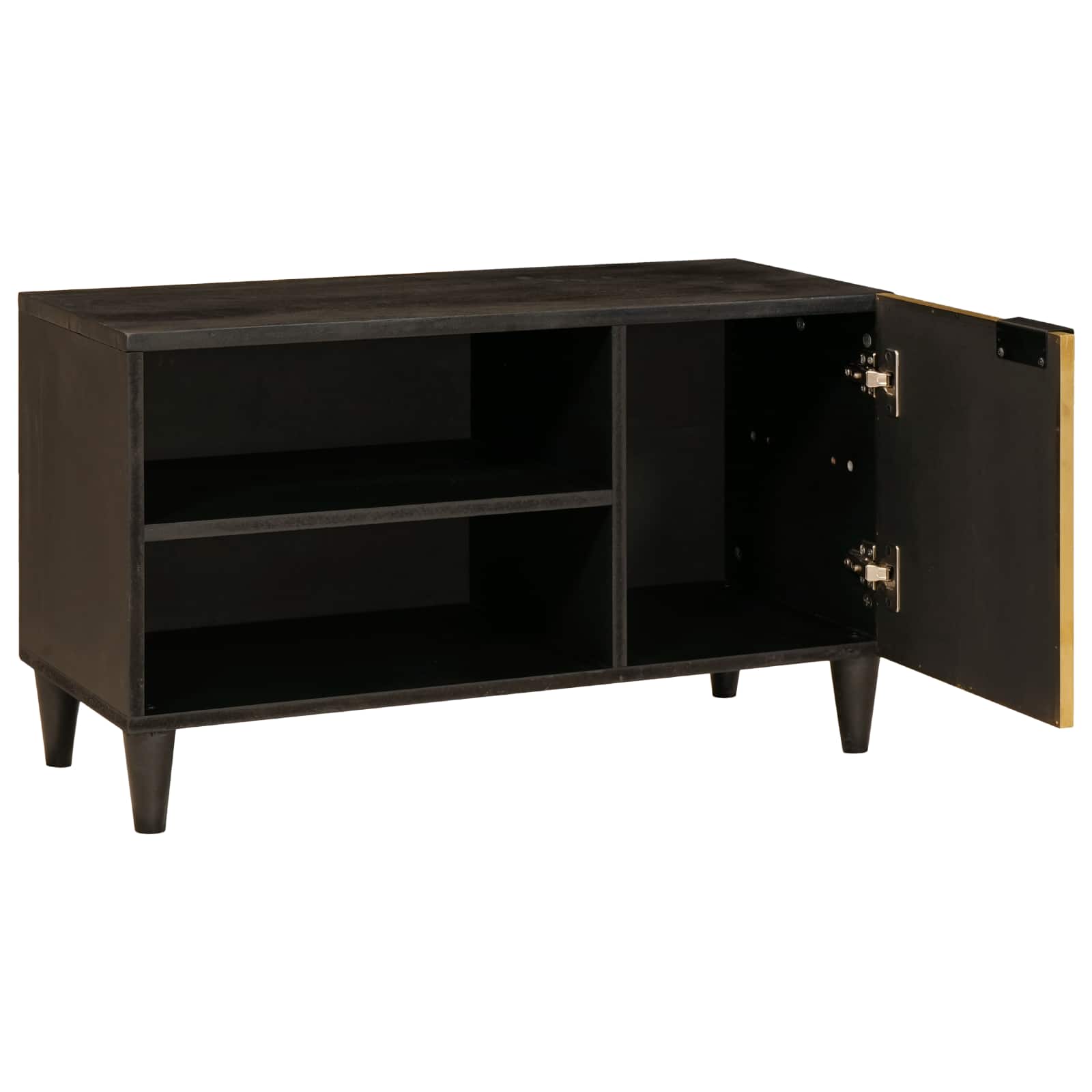 Meuble TV Noir et Or 80 x 33 x 46 cm Bois d'ingénierie - XIOS