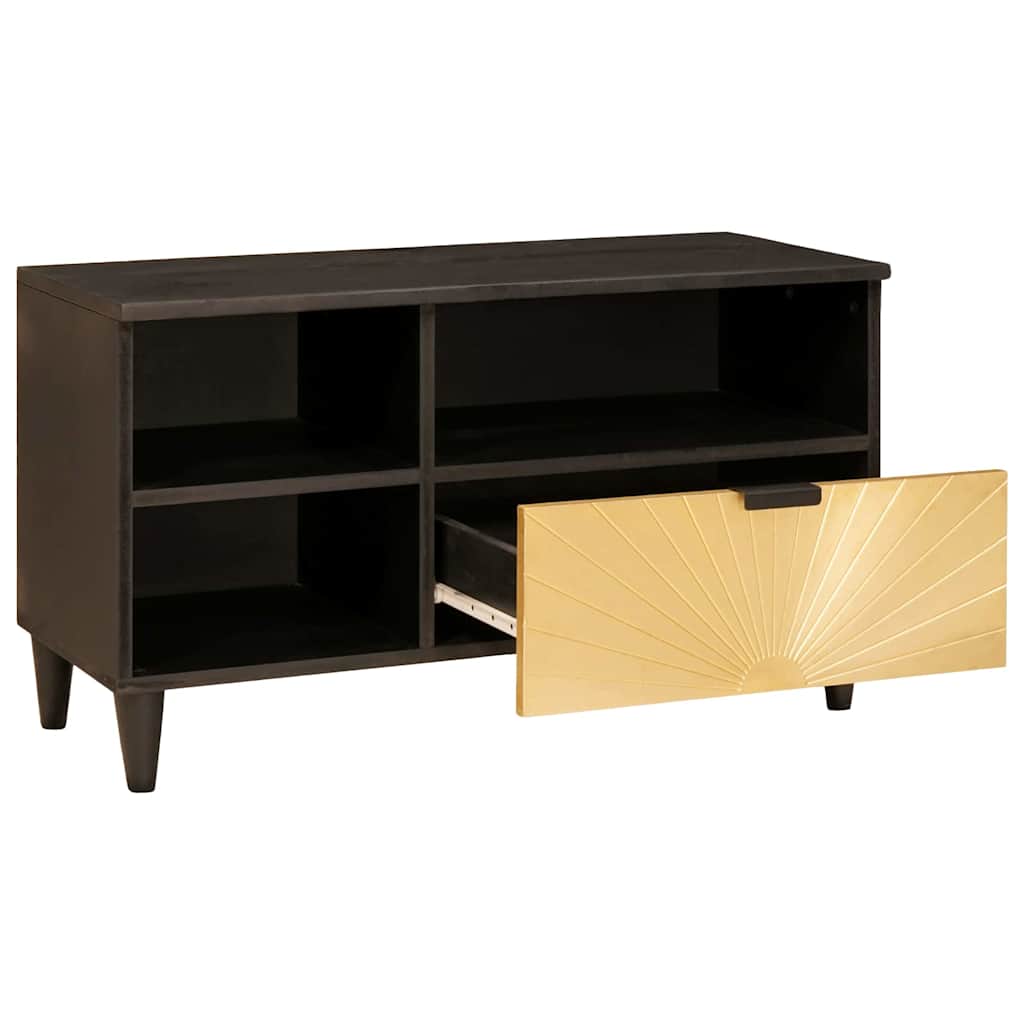 Meuble TV Noir et or 80 x 33 x 46 cm Bois d'ingénierie - XIOS