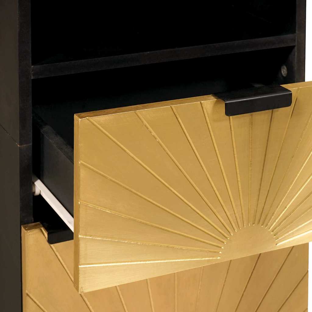 Cabinet de salle de bain avec porte Noir et or 38 x 33 x 160 cm