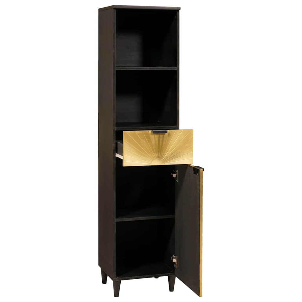 Cabinet de salle de bain avec porte Noir et or 38 x 33 x 160 cm