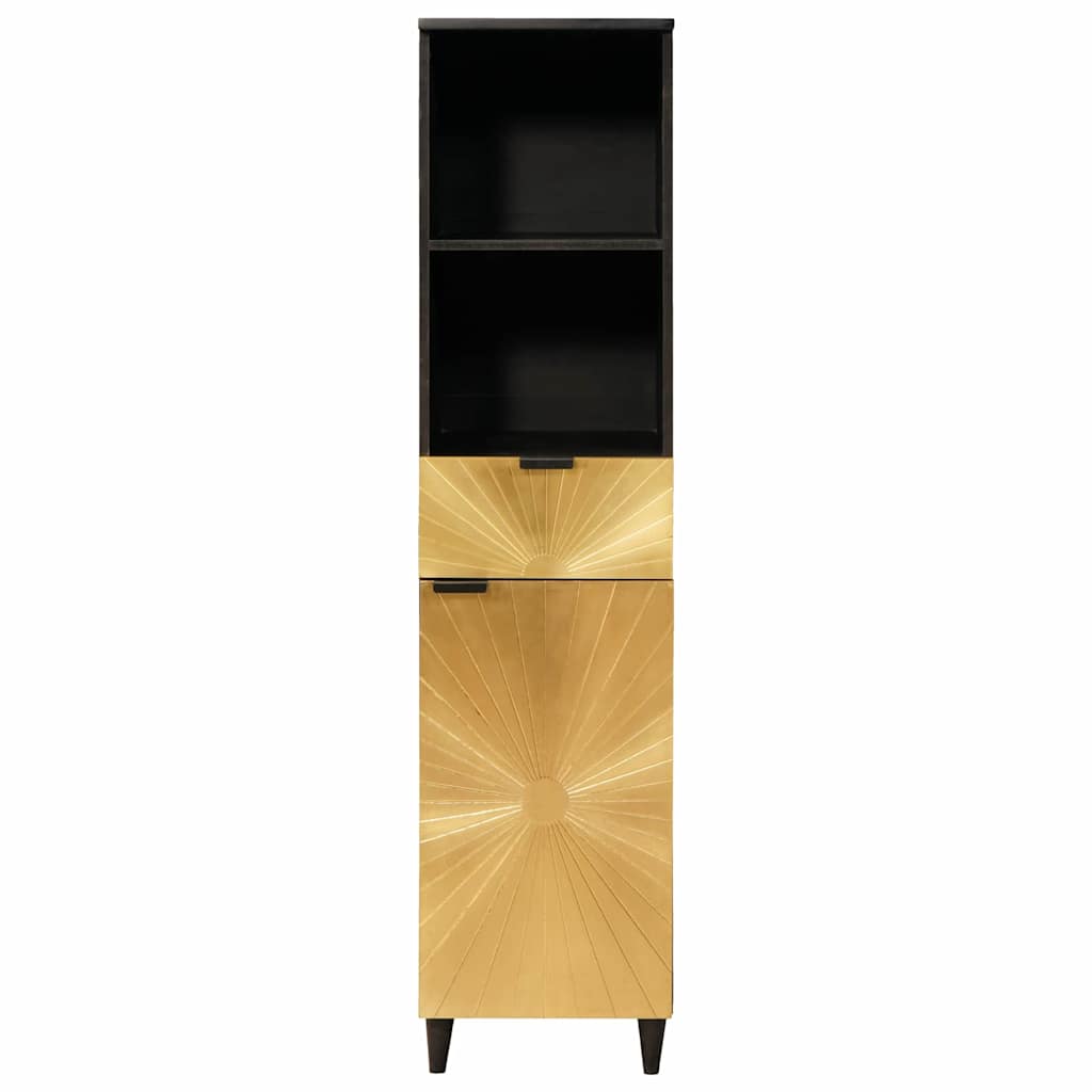 Cabinet de salle de bain avec porte Noir et or 38 x 33 x 160 cm