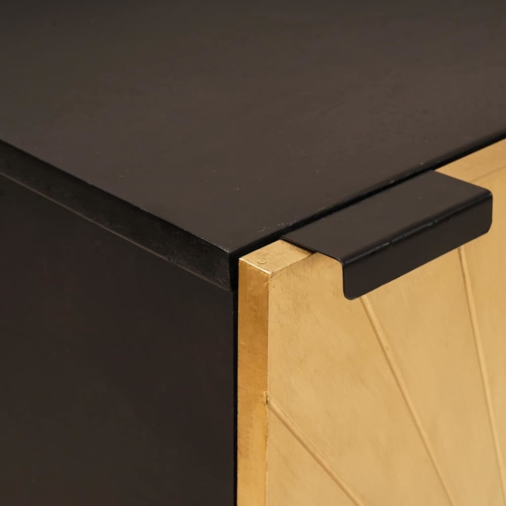 Buffet Noir et or 40 x 33 x 75 cm bois de manguier massif - XIOS