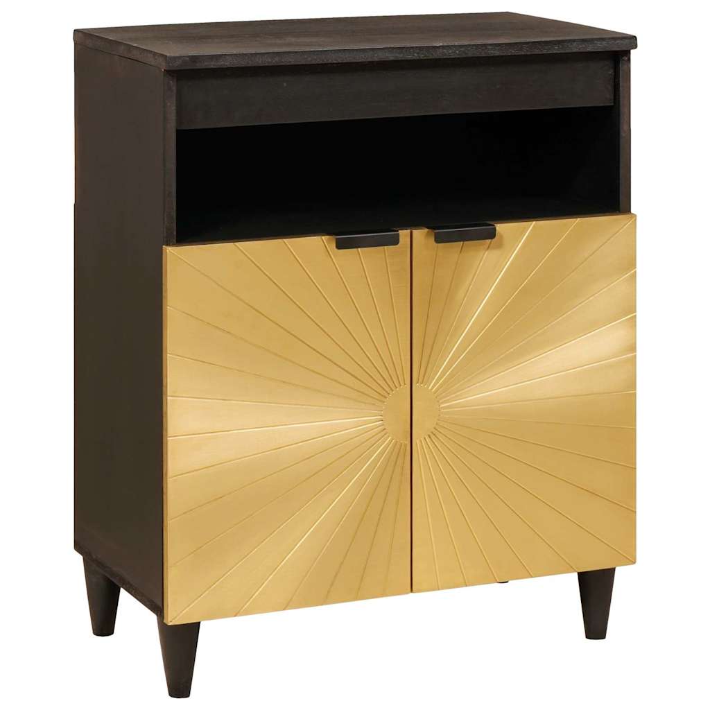 Buffet Noir et or 60 x 33 x 75 cm Bois de mangue massif - XIOS